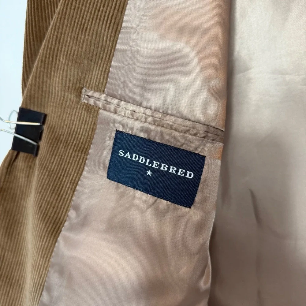 Saddlebred Mens Corduroy Blazer Sport Coat Tan Brown Two Button Jacket 42R